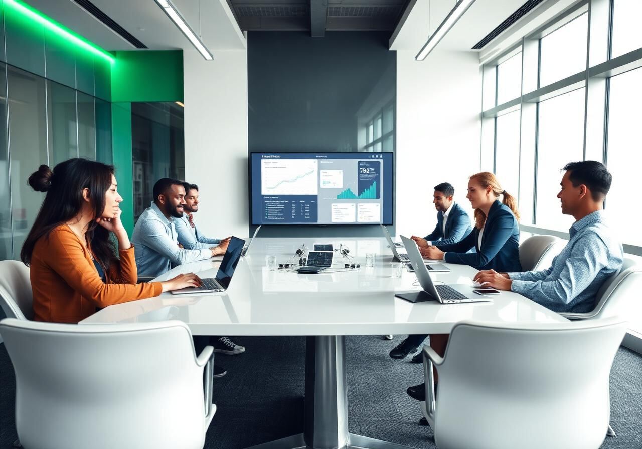 Enterprise team collaborating on AI-powered business processes